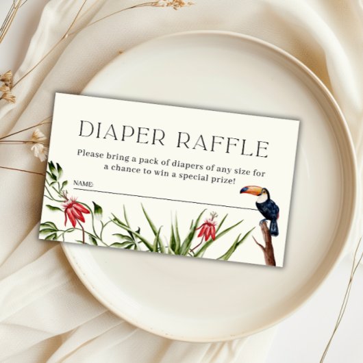 Tropisch Oerwoud Jongen Baby shower Luier Raffle Informatiekaartje