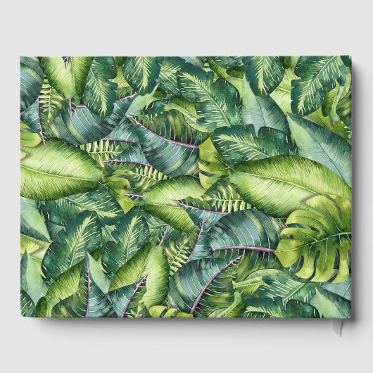 Tropisch Oerwoud laat groene botanische bruiloft Gastenboek (Achterkant)