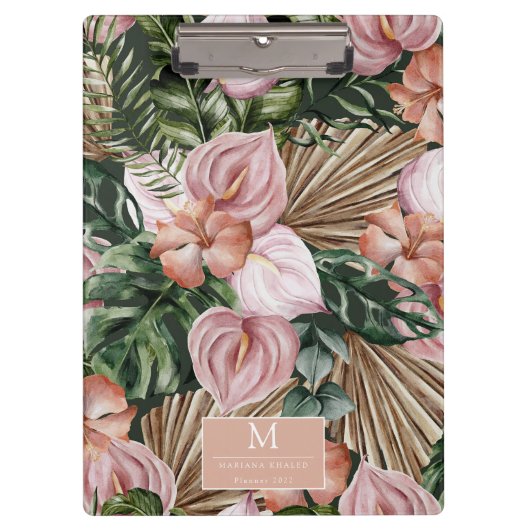 Tropisch Oerwoud laat regenwoudbloemen achter Klembord (Voorkant)