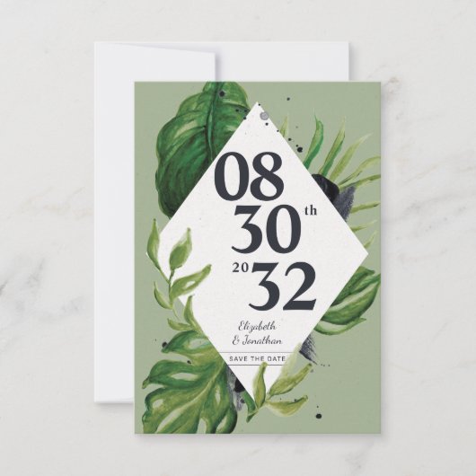 Tropisch oerwoud leaft modern groen op datum (Voorkant)