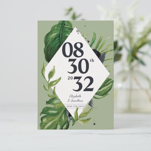 Tropisch oerwoud leaft modern groen op datum (Staand voorkant)