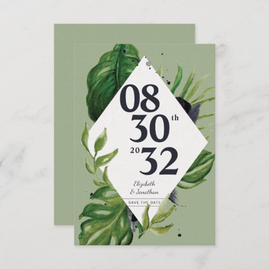 Tropisch oerwoud leaft modern groen op datum (Voorkant / Achterkant)