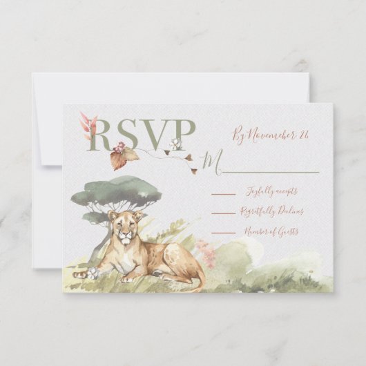Tropisch Oerwoud Leeuw Bruiloft antwoord kaarten R (Voorkant)
