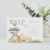 Tropisch Oerwoud Leeuw Bruiloft antwoord kaarten R (Staand voorkant)