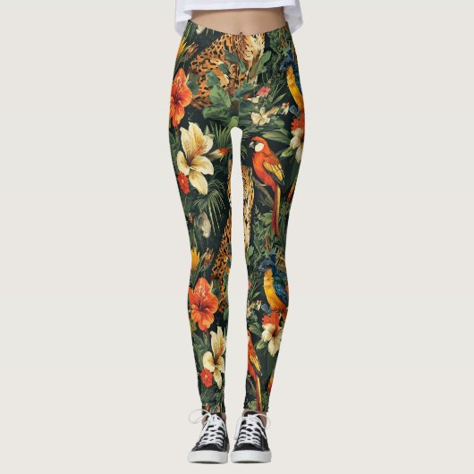 Tropisch Oerwoud Leopard All-Over-Print Leggings (Voorkant)