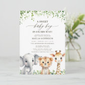 Tropisch Oerwoud Leuke Dieren Safari Baby shower Kaart (Staand voorkant)