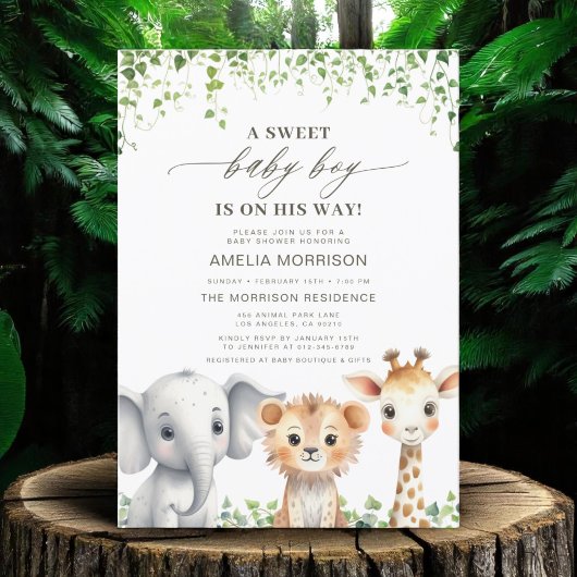 Tropisch Oerwoud Leuke Dieren Safari Baby shower Kaart