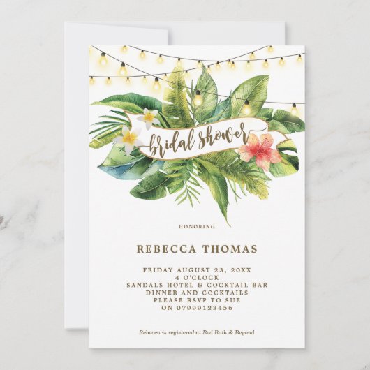 Tropisch oerwoud licht donkerbruine douche-uitnodi kaart (Voorkant)