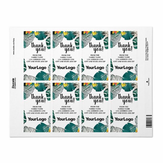 Tropisch Oerwoud Logo Bedrijf Professional Busines Etiket (Full Sheet)