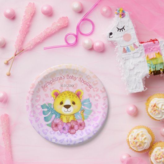 Tropisch Oerwoud Lopard Baby shower Papieren Bordje (Feest)