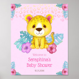 Tropisch Oerwoud Lopard Baby shower Poster