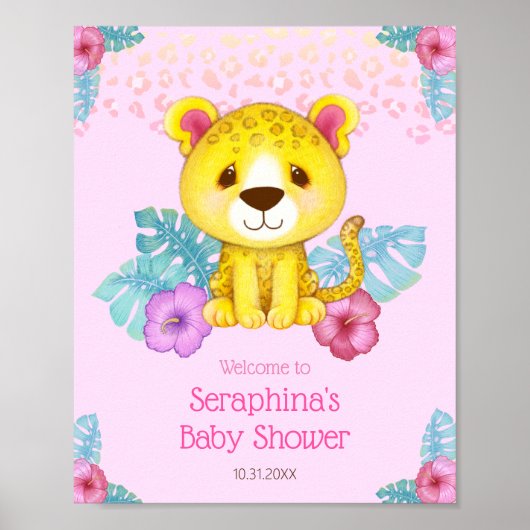 Tropisch Oerwoud Lopard Baby shower Poster (Voorkant)