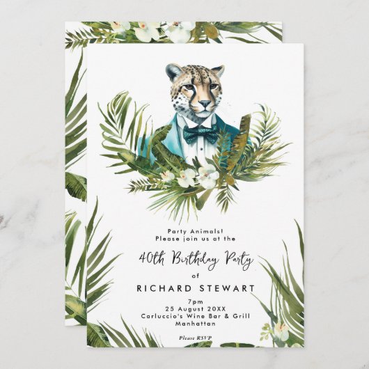 tropisch oerwoud luipaard 40e verjaardagsfeestje kaart (Voorkant / Achterkant)