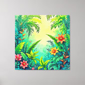Tropisch Oerwoud Lush Paradise Design Canvas Afdruk (Voorkant)