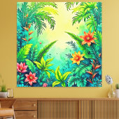 Tropisch Oerwoud Lush Paradise Design Canvas Afdruk (Insitu (Woonkamer))