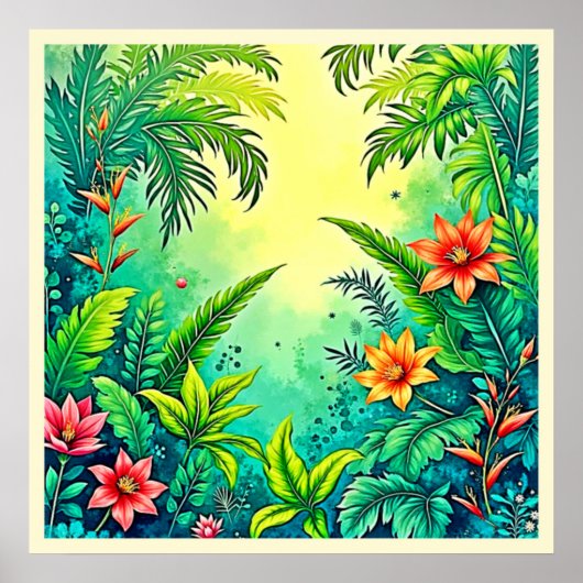 Tropisch Oerwoud Lush Paradise Design Poster (Voorkant)