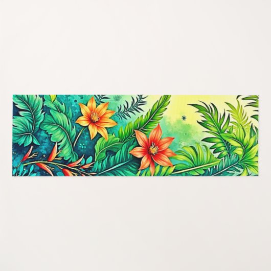 Tropisch Oerwoud Lush Paradise Design Yogamat (Voorkant (horizontaal))