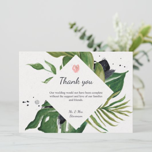 Tropisch oerwoud met exotische bruine tintfoto bedankkaart (Staand voorkant)