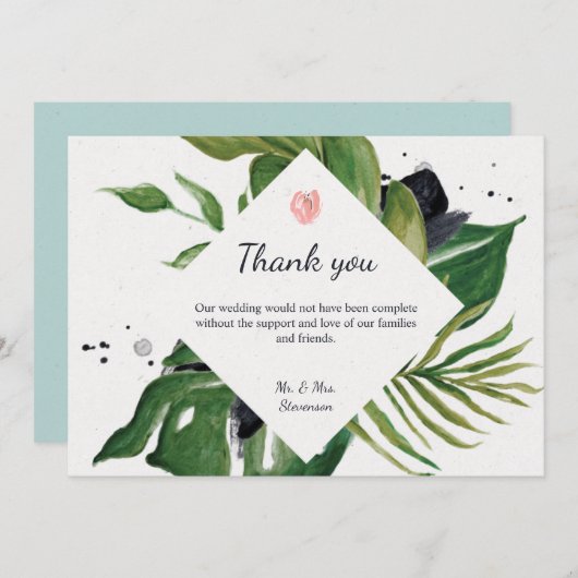 Tropisch oerwoud met exotische bruinkoolbrij bedankkaart (Voorkant / Achterkant)