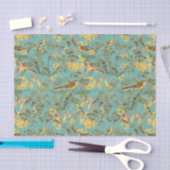 Tropisch Oerwoud met geel vogeltje en bloemengeste Tissuepapier (Craft)