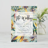 tropisch oerwoud moderne huwelijksuitnodiging kaart (Staand voorkant)