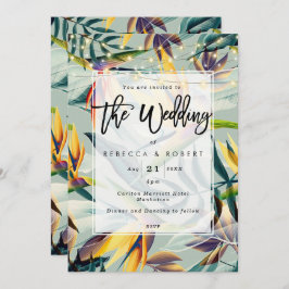 tropisch oerwoud moderne huwelijksuitnodiging kaart