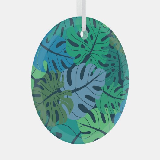 Tropisch Oerwoud Naadloos Patroon Glas Ornament (Voorkant Rechts)