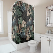 Tropisch Oerwoud Nachtbladeren 13 - Herhaling Douchegordijn (In situ)