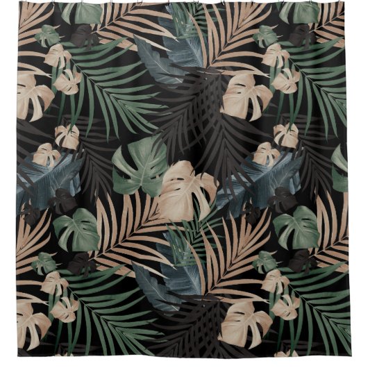 Tropisch Oerwoud Nachtbladeren 13 - Herhaling Douchegordijn (Voorkant)