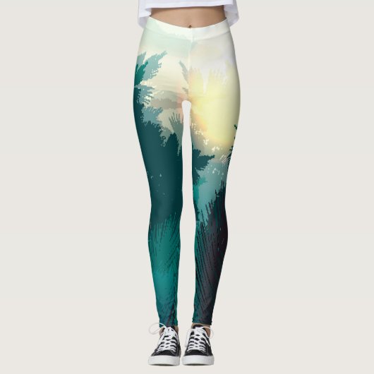 Tropisch Oerwoud: ochtendlandschap. Leggings (Voorkant)