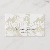 Tropisch oerwoud palmbladeren op salie groen visitekaartje (Voorkant)