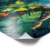 Tropisch Oerwoud Paradise Lush Waterfall Landscape Foto Afdruk (Hoek)