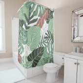 Tropisch oerwoud planten, bloemenhawaiiaans behang douchegordijn (In situ)