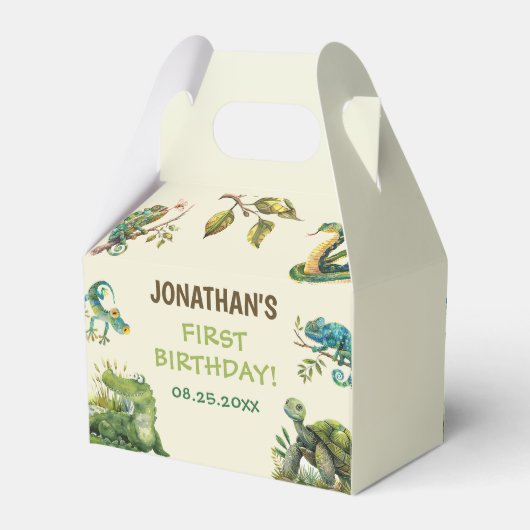 Tropisch Oerwoud Reptiel Kids Verjaardagsfeest Bedankdoosjes (Achterkant)