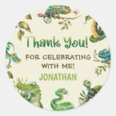 Tropisch Oerwoud Reptiel Kids Verjaardagsfeest Ronde Sticker (Voorkant)