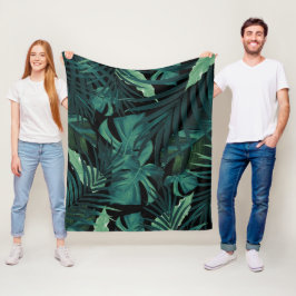 Tropisch Oerwoud 's nachts verliest patroon #1 #tr Fleece Deken