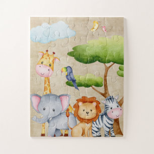 Tropisch Oerwoud Safari Animals Baby Boy Legpuzzel