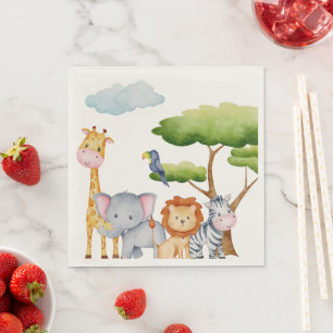 Tropisch Oerwoud Safari Animals Baby Boy Servet