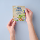 Tropisch Oerwoud Safari Animals Baby Boy Shower Flyer (Hand)