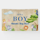 Tropisch Oerwoud Safari Animals Baby Boy Shower Spandoek (Horizontaal)