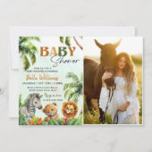 Tropisch Oerwoud Safari Animals Baby shower Foto Kaart (Voorkant)