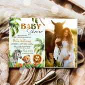 Tropisch Oerwoud Safari Animals Baby shower Foto Kaart