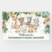 Tropisch Oerwoud Safari Animals Baby shower Welkom Spandoek (Horizontaal)
