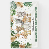 Tropisch Oerwoud Safari Animals Baby shower Welkom Spandoek (Verticaal)