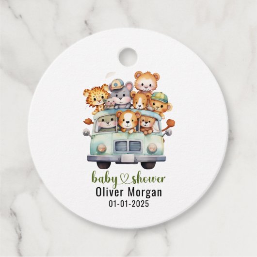 Tropisch Oerwoud Safari Animals Boy Baby shower Bedankjes Labels (Voorkant)