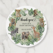 Tropisch Oerwoud Safari Animals Boy Baby shower Bedankjes Labels (Achterkant)