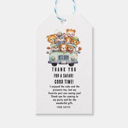 Tropisch Oerwoud Safari Animals Boy Baby shower Cadeaulabel (Voorkant)