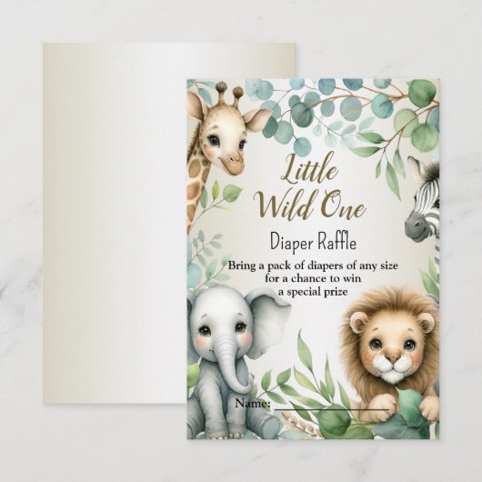 Tropisch Oerwoud Safari Animals Boy Baby shower Informatiekaartje (Voorkant / Achterkant)