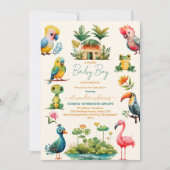 Tropisch Oerwoud Safari Animals Boy Baby shower Kaart (Voorkant)