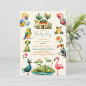 Tropisch Oerwoud Safari Animals Boy Baby shower Kaart (Staand voorkant)